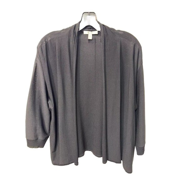 Max Mara Women Jersey Knit 3/4 Sleeve Open Front Sweater Cardigan Black 21x26” L - Picture 1 of 6